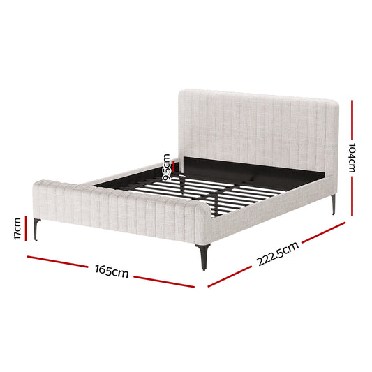 Artiss Bed Frame Queen Size Beige AMMY - Mekamart Australia
