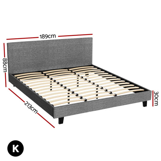 Artiss Bed Frame King Size Grey NEO - Mekamart Australia