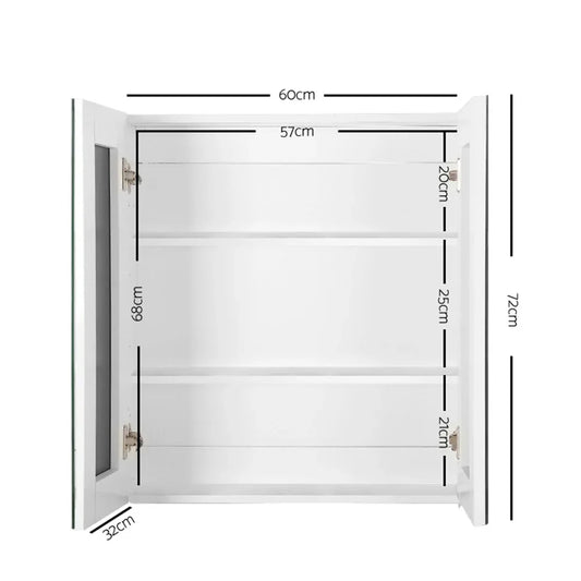 Cefito Bathroom Mirror Cabinet 600x720mm White - Mekamart Australia