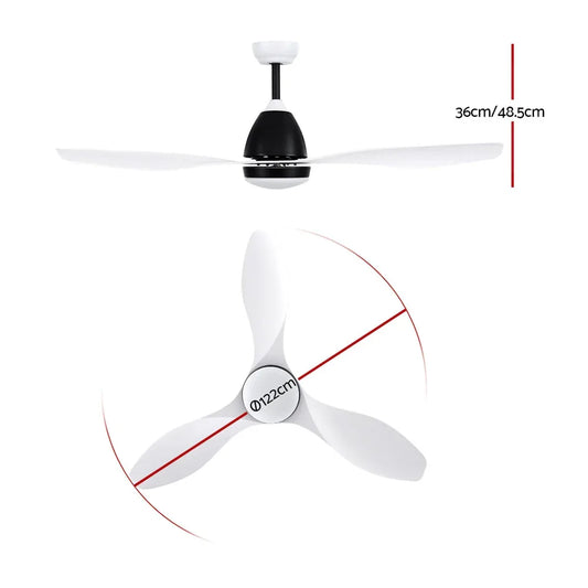 Devanti 48'' Ceiling Fan DC Motor w/Light w/Remote - White - Mekamart Australia