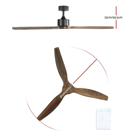 Devanti 52'' Ceiling Fan AC Motor 3 Blades w/Remote - Dark Wood - Mekamart Australia