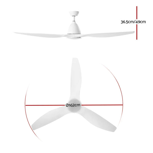Devanti 64'' Ceiling Fan DC Motor w/Light w/Remote - White - Mekamart Australia