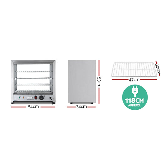Devanti Commercial Food Warmer Hot Display Showcase Cabinet 54cm - Mekamart Australia