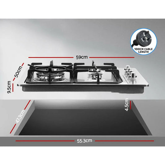 Devanti Gas Cooktop 60cm Stove Hob Silvir - Mekamart Australia