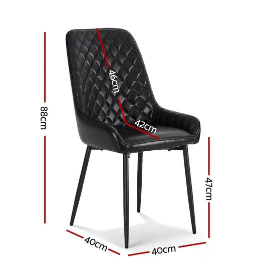 Artiss 2x Dining Chairs Retro PU Leather Kitchen Lounge Cafe Accent Chair Black - Mekamart Australia