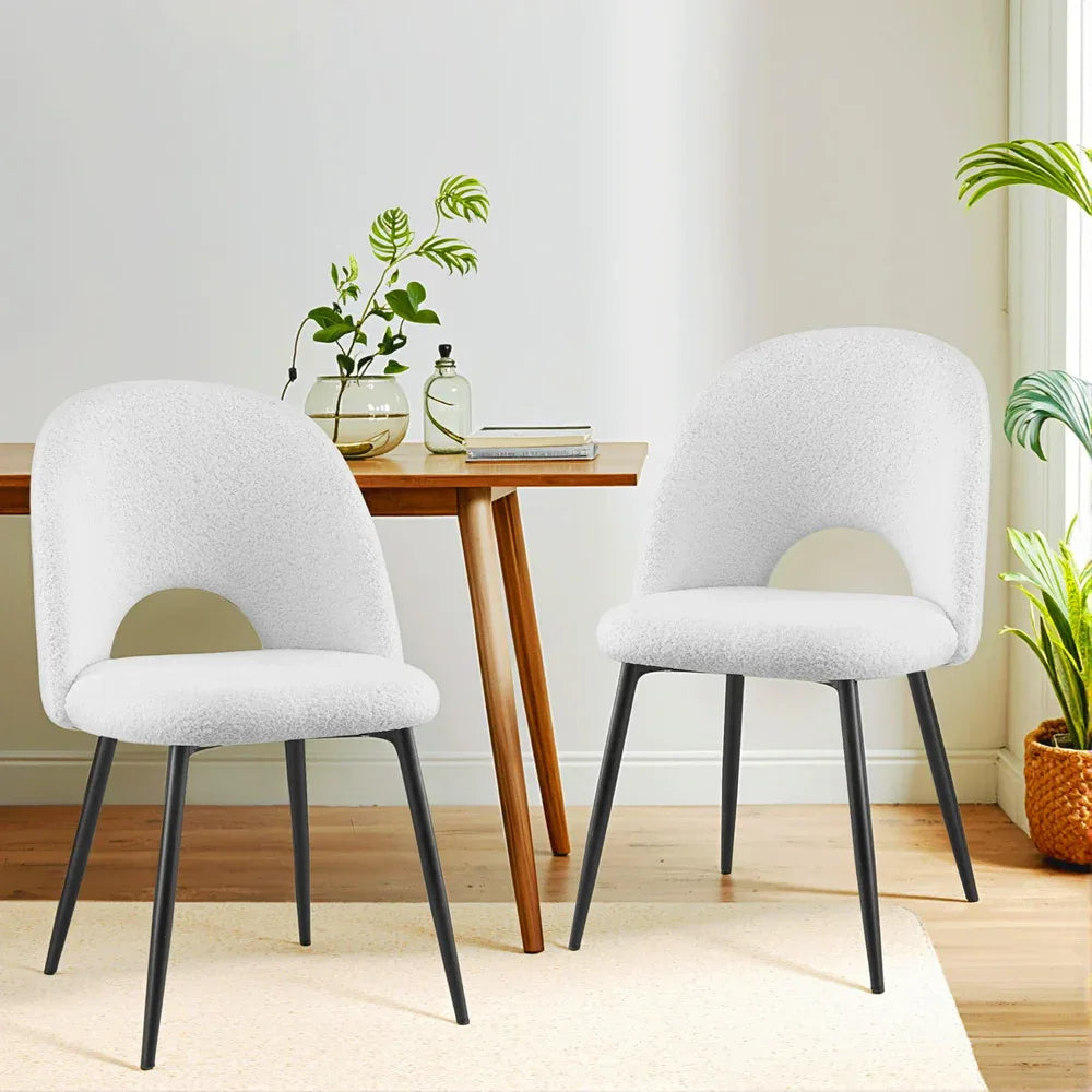 1 Set of 2 Artiss Dining Chair Boucle Sherpa - Mekamart Australia