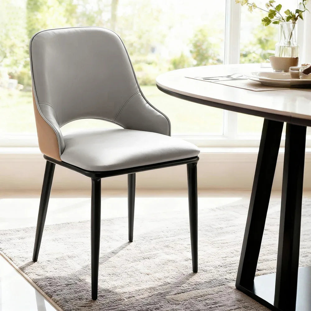 Artiss 1x Dining Chair Hollow PU Leather Kitchen Lounge Cafe Accent Chairs Grey - Mekamart Australia