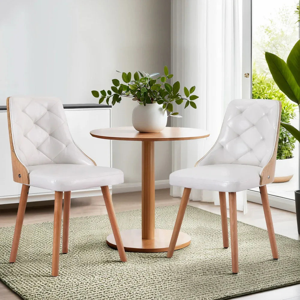 1 Set of 2 Artiss Dining Chairs White PU - Mekamart Australia