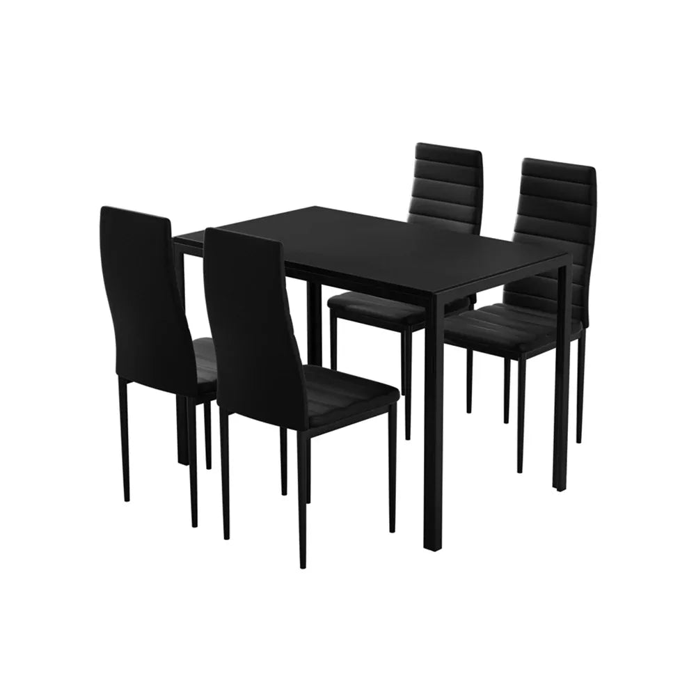 Artiss Dining Chairs and Table Dining Set 4 Chair Set Of 5 Black - Mekamart Australia