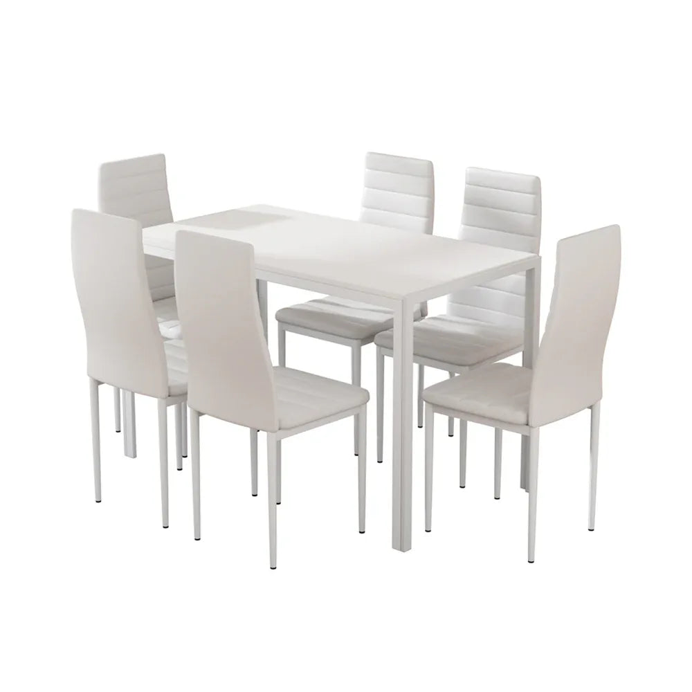Artiss Dining Chairs and Table Dining Set 6 Chair Set Of 7 White - Mekamart Australia