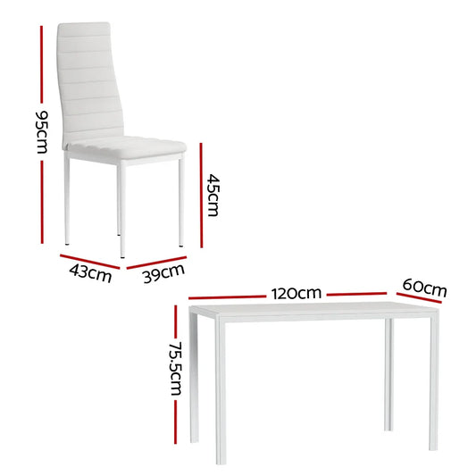 Artiss Dining Chairs and Table Dining Set 6 Chair Set Of 7 White - Mekamart Australia