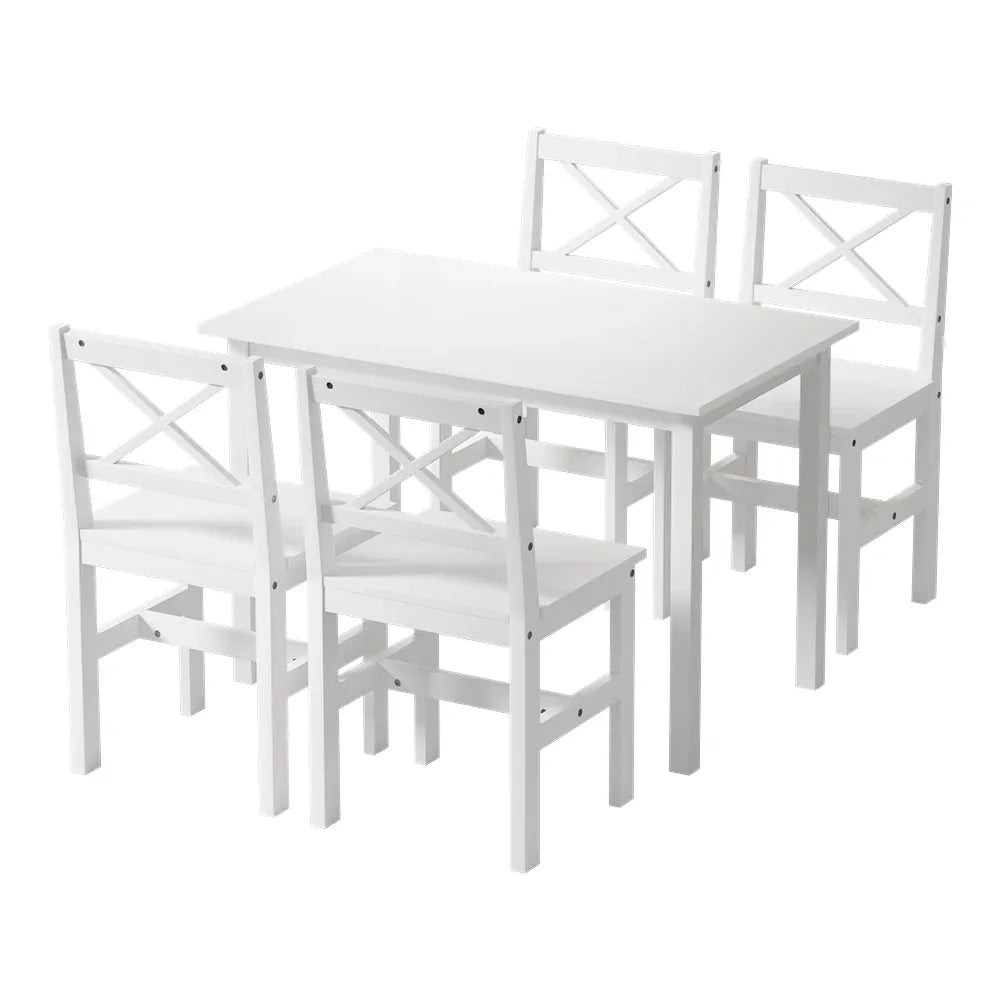 Artiss Dining Chairs and Table Dining Set 4 Cafe Chairs Set Of 5 4 Seater White - Mekamart Australia