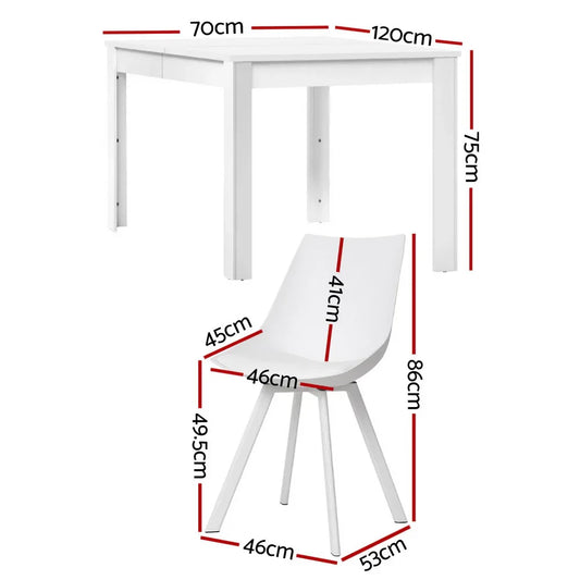 1 Artiss Dining Table and 4 Chairs Set Rectangle White - Mekamart Australia