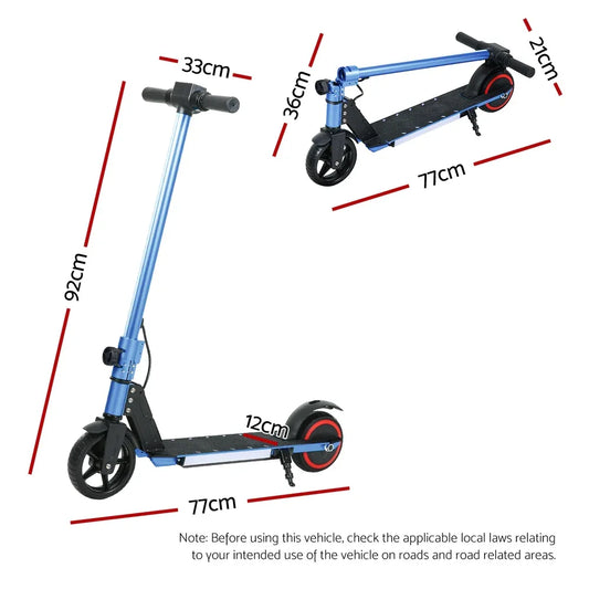 Electric Scooter 130W 16KM/H LED Light Folding Portable Riding Commuter Blue - Mekamart Australia