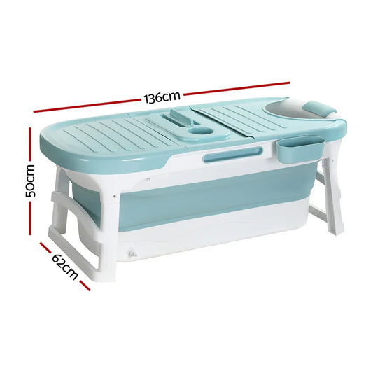 Weisshorn Foldable Bathtub Portable Folding Water Spa with Cover Plate 136x62cm - Mekamart Australia
