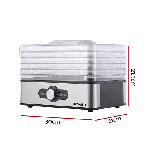 Devanti 5 Trays Food Dehydrator Stainless Steel Tray - Mekamart Australia