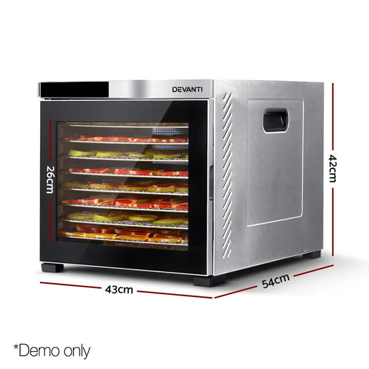 Devanti 10 Trays Food Dehydrator Stainless Steel Tray - Mekamart Australia