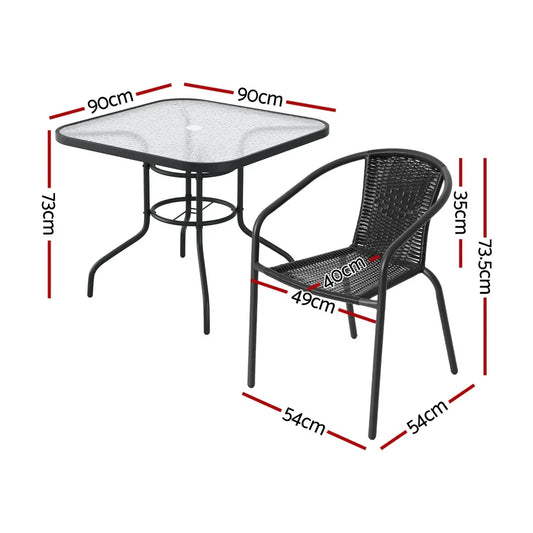 Gardeon Outdoor Dining Set 5 Piece Steel Stackable Chairs Table Patio Furniture - Mekamart Australia
