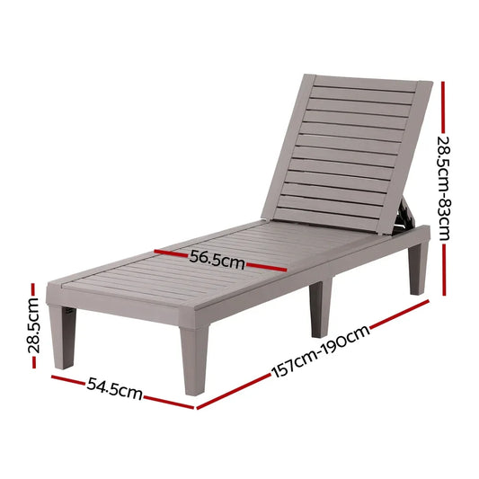 Gardeon Sun Lounge Adjustable Recliner Patio Outdoor Furniture Lightweight Grey - Mekamart Australia