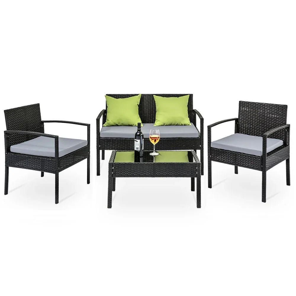 Gardeon Outdoor Sofa Set Wicker Lounge Setting Table and Chairs Patio Furniture - Mekamart Australia