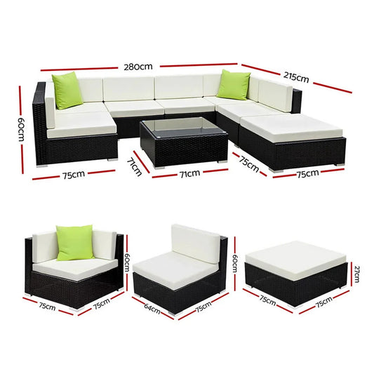 Gardeon 8-Piece Outdoor Sofa Set Wicker Couch Lounge Setting Cover - Mekamart Australia