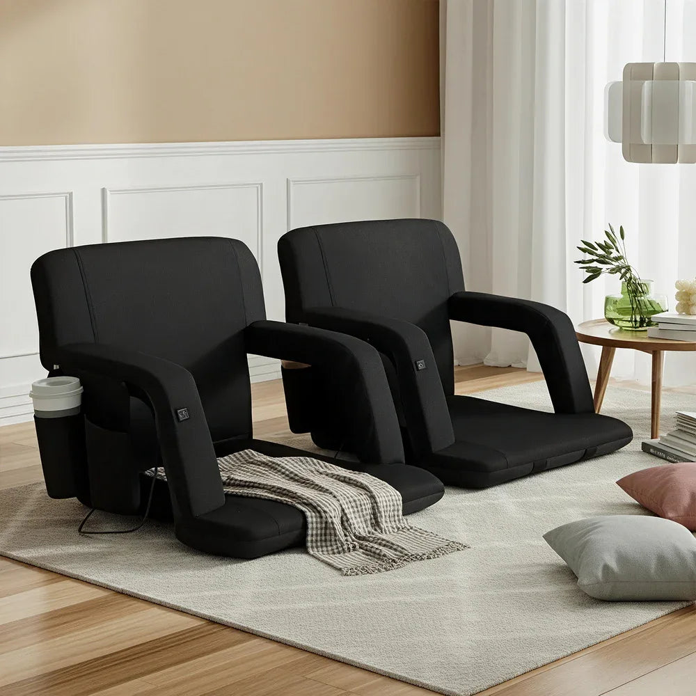 Artiss 2X Floor Lounge Sofa Bed With Armrest Heated Cushion - Mekamart Australia