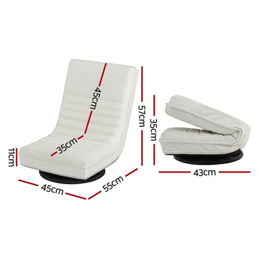 Artiss 4XFloor Chair Lounge Sofa Swivel Foldable Linen White - Mekamart Australia