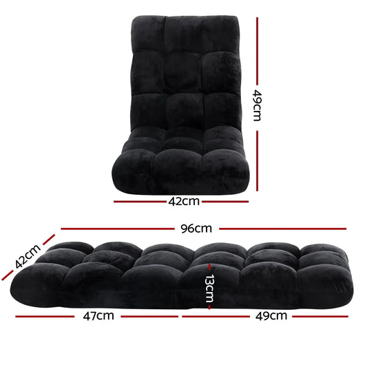 Artiss 4X Lounge Sofa Bed Flannel Fabric Black - Mekamart Australia