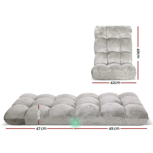 Artiss 2X Lounge Sofa Bed Flannel Fabric Grey - Mekamart Australia