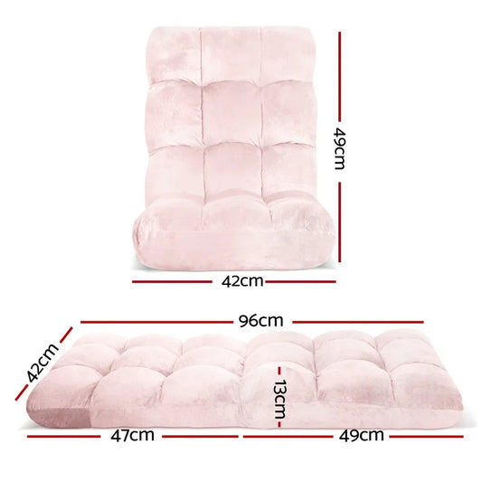 Artiss Floor Lounge Sofa Bed Flannel Fabric Pink - Mekamart Australia