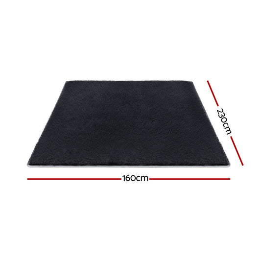 Artiss Floor Rug 160x230cm Plush Area Shaggy Rug Living Room Bedroom Carpet Black