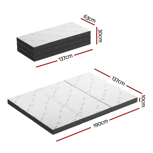Giselle Bedding Foldable Mattress Folding Foam Double Bamboo - Mekamart Australia