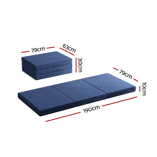 Giselle Bedding Foldable Mattress Folding Foam Single Blue - Mekamart Australia