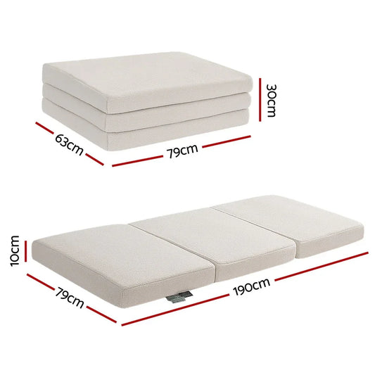 Giselle Bedding Foldable Mattress Fleece Portable 3-fold Folding Foam Mattresses - Mekamart Australia