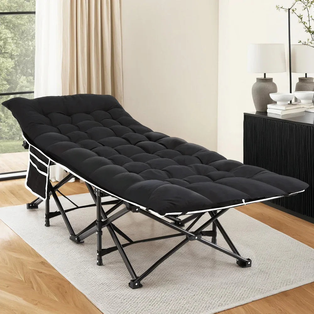Artiss Folding Bed With Mattress Heavy Duty Black 185CM - Mekamart Australia