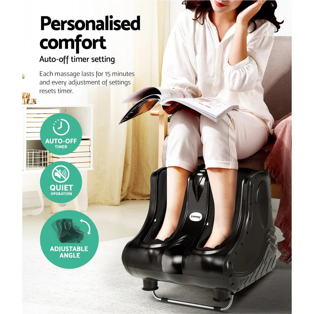 Livemor Foot Massager Massagers Shiatsu Electric Roller Ankle Calf Leg Kneading Black - Mekamart Australia