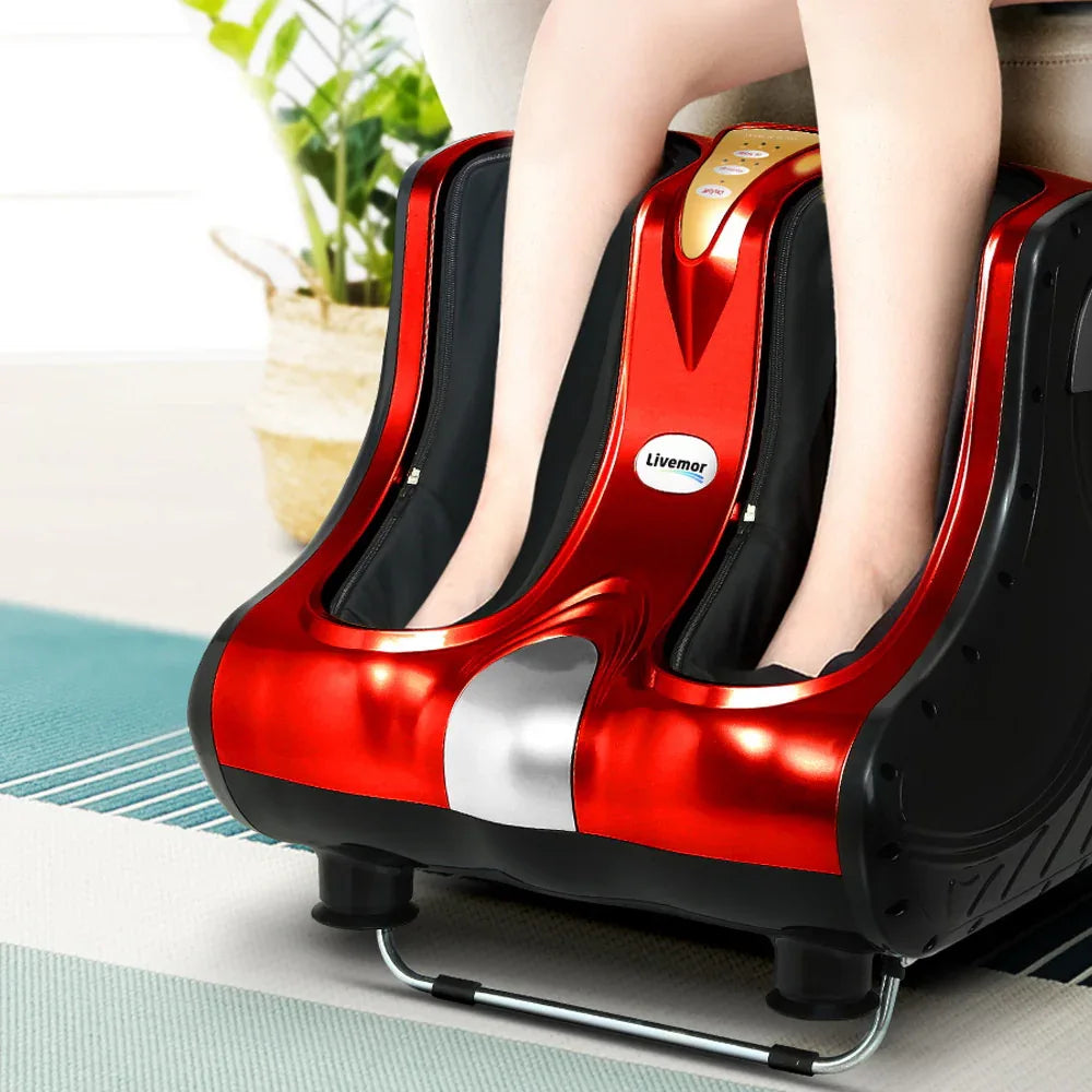 Livemor Foot Massager Massagers Shiatsu Electric Roller Ankle Calf Leg Kneading Red - Mekamart Australia