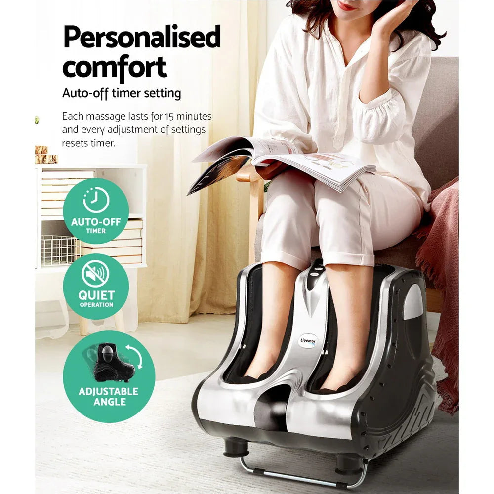 Livemor Foot Massager Massagers Shiatsu Electric Roller Ankle Calf Leg Kneading Silver - Mekamart Australia