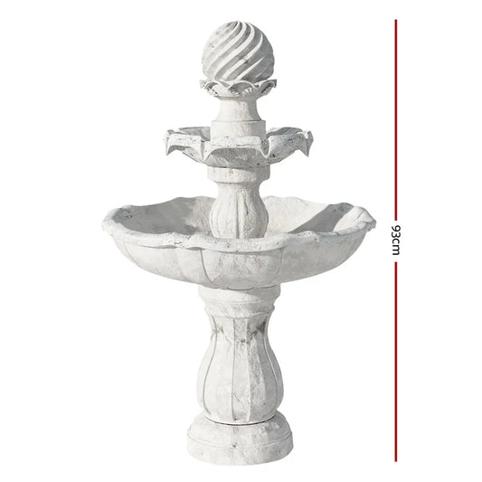 Gardeon Solar Water Feature 3-Tier Fountain with Pump Kit Bird Bath 93CM Ivory - Mekamart Australia