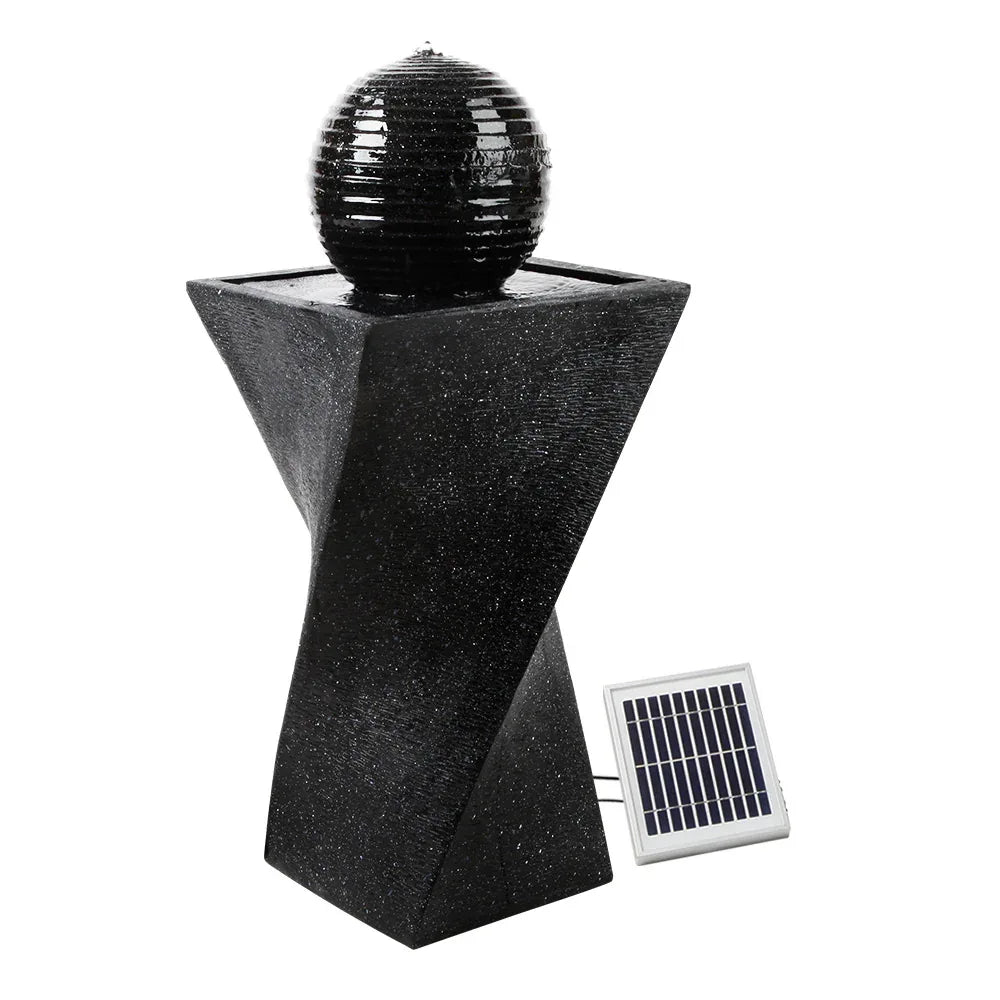 Gardeon Solar Water Feature Twisted Fountain LED Light Bird Bath 85CM Black - Mekamart Australia