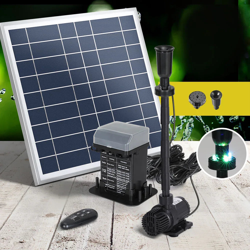 Gardeon Solar Pond Pump with Battery Kit LED Lights 9.8FT - Mekamart Australia