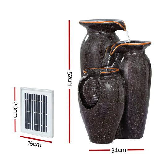 Gardeon Solar Fountain Water Fountain Feature Cascading Fountain LED Lights 76CM Grey - Mekamart Australia