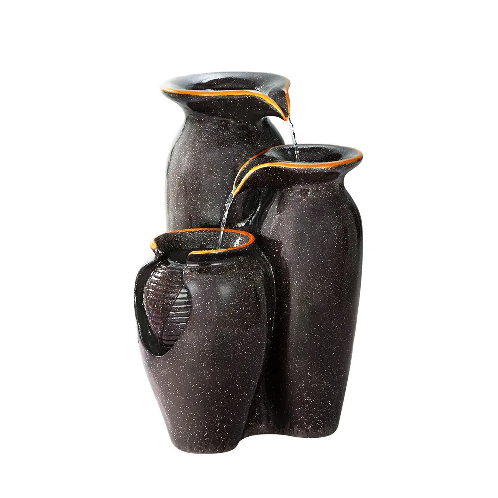 Gardeon Solar Fountain Water Fountain Feature Cascading Fountain LED Lights 76CM Grey - Mekamart Australia