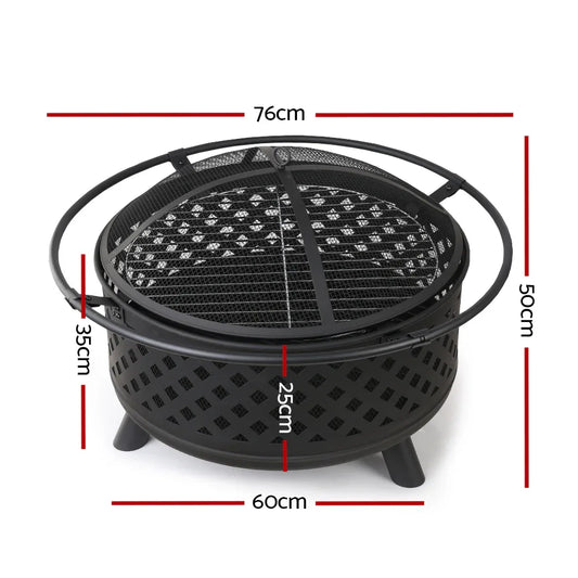 Grillz Fire Pit BBQ Grill 76cm - Mekamart Australia