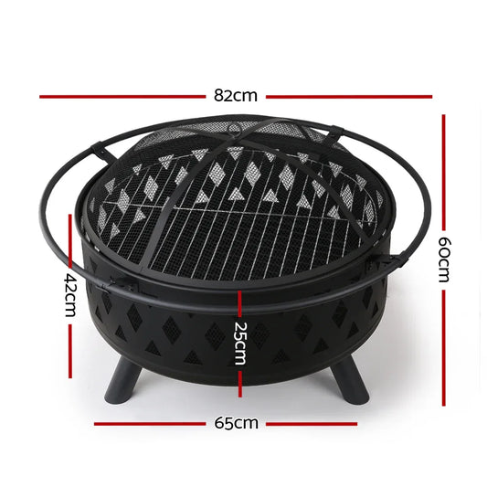 Grillz Fire Pit BBQ Grill 82cm - Mekamart Australia