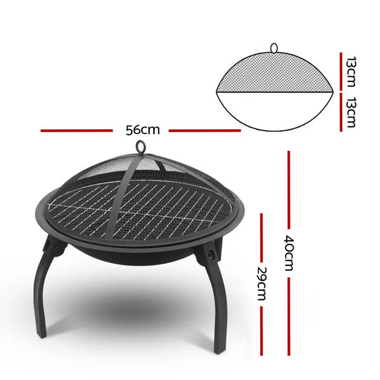 Fire Pit BBQ Charcoal Smoker Portable Outdoor Camping Pits Patio Fireplace 22" - Mekamart Australia