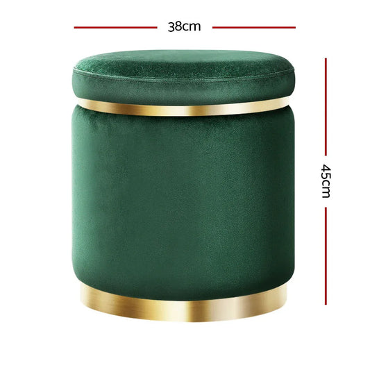 Artiss Ottoman Foot Stool Round Velvet Green - Mekamart Australia
