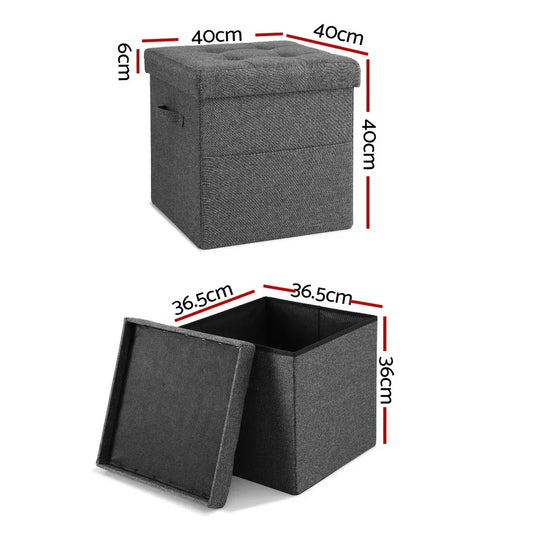Artiss Storage Ottoman Rest Foot Stool Foldable - Mekamart Australia