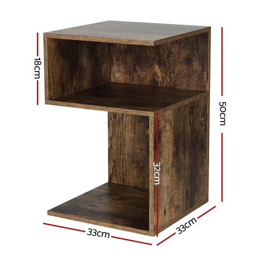 Artiss Bedside Table Shelves Side End Table Storage Nightstand Rust Oak UMENI - Mekamart Australia