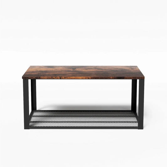 Artiss Coffee Table 2-Tier Rustic Brown 104CM - Mekamart Australia